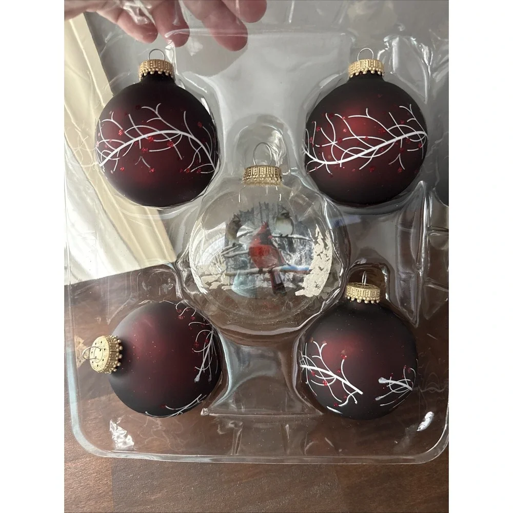 Christmas By Krebs Blown Glass Christmas Ornaments Red Cardinal Bird New In Box